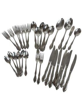 Oneida Strathmore Flatware Lot 36 Pieces Stainless Fork Spoon Hostess Royal York